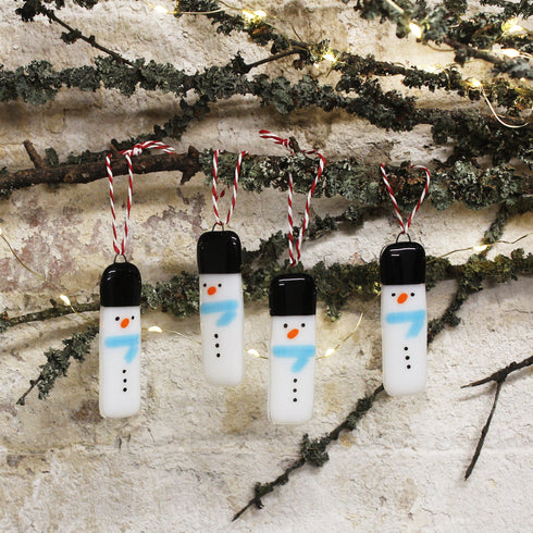 Fused Glass Snowman Christmas Decoration